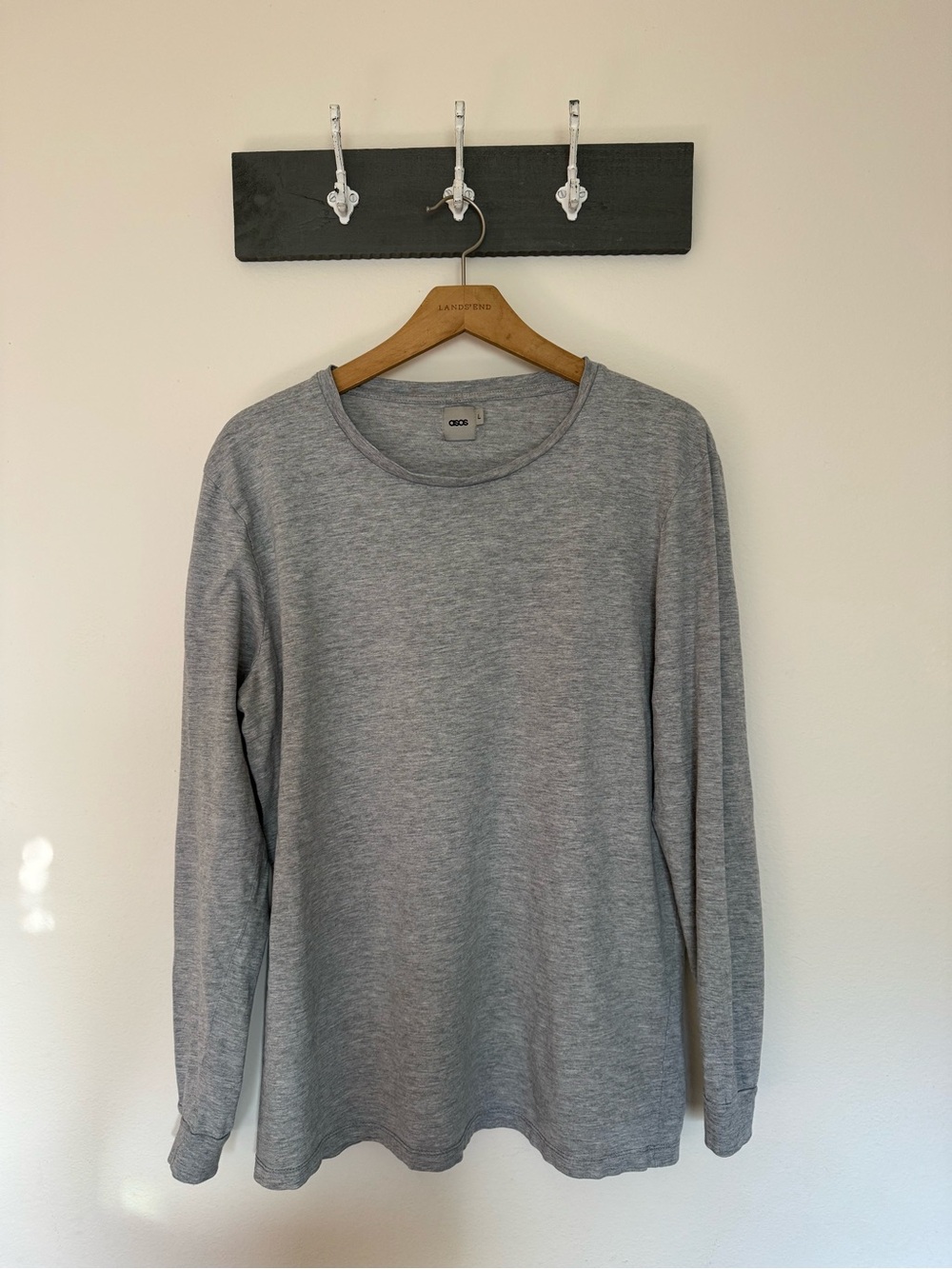 ASOS Men's Long Sleeve Crew Tee - Heather Gray
